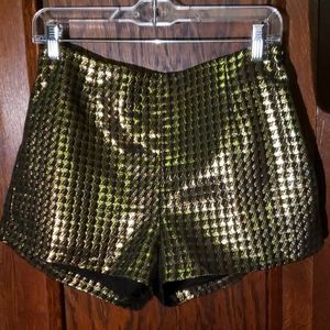 Lined Gold lame houndstooth shorts